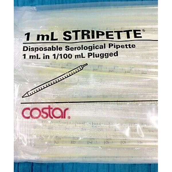 Corning Costar Serological Pipette 1 ml Stripette Total of 400 Pipets