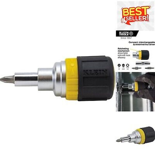 6-in-1 Stubby Ratcheting Screwdriver with Cushion-Grip Handle for Comfort