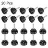 uxcell 20pcs M5 x 20mm Male Thread Knurled Knobs, Thumb Screws Clamping Knobs Grip 25mm Plastic Round Head Hand Knobs Thumbscrews, Black