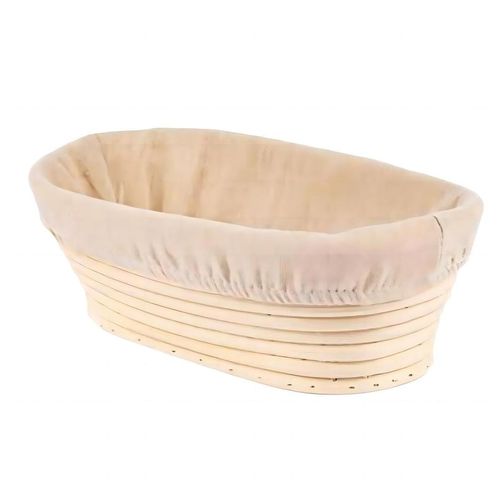 Hoquare 28cm Oval Bread Proofing Basket Natural Rattan Sourdough Proving Basket Banneton Dough Baking Mold with Cloth Liner 28x15x8cm for Professional Home Bakers Starter Kit