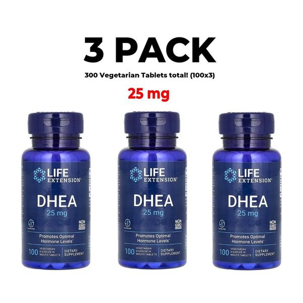 Life Extension 25 mg, 3 PACK, Vegetarian Tablets - 100 Count each (300 total!)