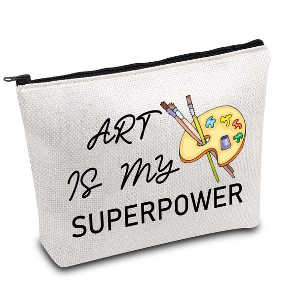 Art Teacher Makeup Bag Art Student Graduation Gift Artist Painter Gift Art is My Superpower Art Teacher Appreciation Travel Pouch (Art Power), L9 W7 H0.39