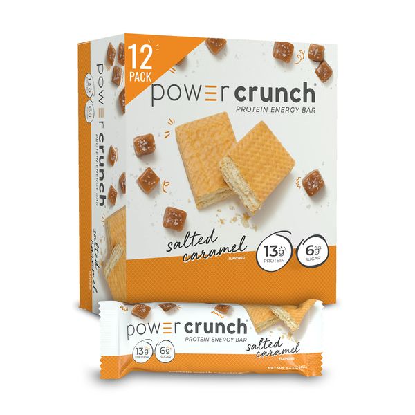 Power Crunch Protein Wafer Bars, High Protein Snacks with Delicious Taste, Salted Caramel, 1.4 Ounce (12 Count)