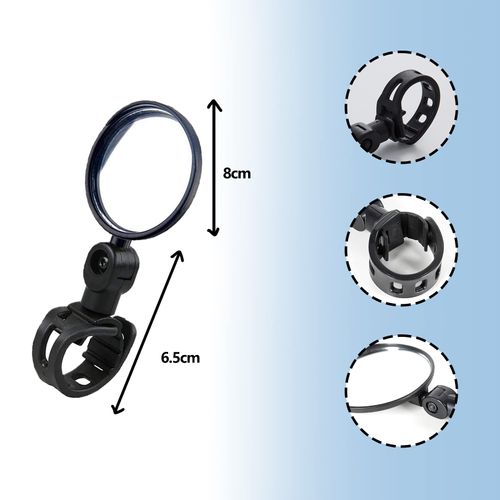 ZoeTekway Pack of 2 Bicycle Rear View Mirrors, Bicycle 360° Adjustable and Rotatable Rear View Mirror for Handlebars, Universal Wide Angle Bicycle Mirrors, for Mountain Bike, Road Bikes