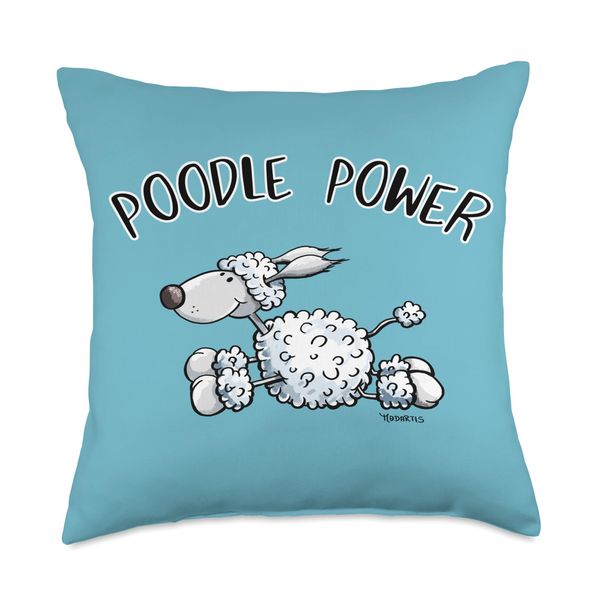 Poodle Power Fun Cartoon Design for Poodle Lovers Throw Pillow