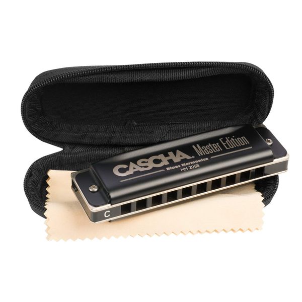 CASCHA HH2058 Master Edition Blues Harmonica, hochwertige Mundharmonika in C-Dur mit Soft Case und Pflegetuch, Blues Organ