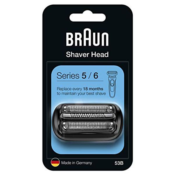 Braun Series 5 Electric Shaver Replacement Head, Easily Attach Your New Shaver Head, Compatible with All New Generation Series 5/6 Electric Shavers, 53B, Black