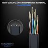 Cat6 Ethernet Cable 25ft, 10-Pack Black - Flat High-Speed Network Cables for Gaming, Streaming, Router, Modem, PC, PS5, Xbox - Durable & Space-Saving Design