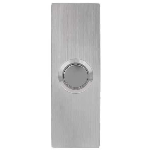 Waterwood Small Rectangle Doorbell in Silver 1/8" Thick Grade 304 Stainless Steel - Adhesive Mount/Rust Proof - 1" W x 3" H x 0.19" D