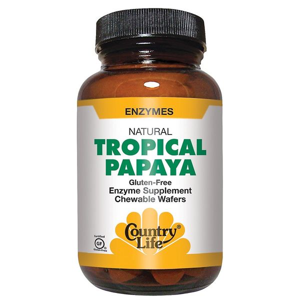 Country Life Tropical Papaya Enzyme Chewable Wafers, 500 Wafers, Certified Gluten Free, Certified Vegan