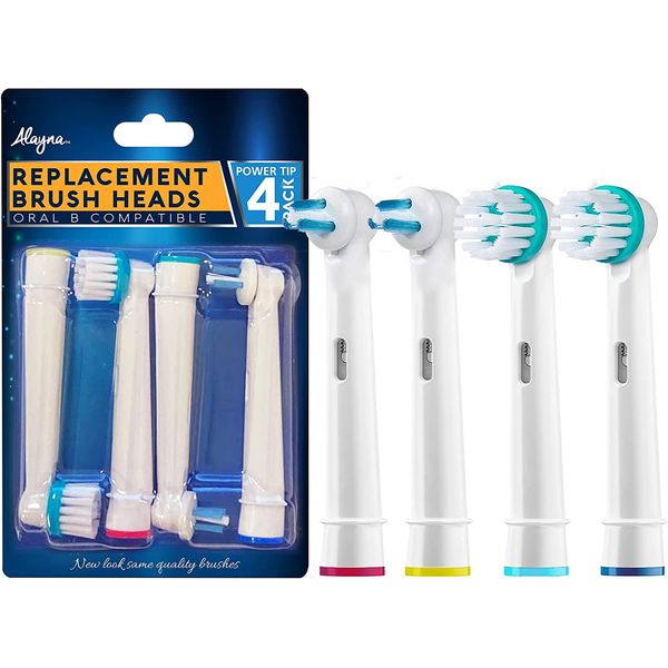 Replacement Brush Heads for OralB Braun Professional Ortho & Power Tip Kit- 4 Pack Compatible Orthodontic Electric Toothbrush Head Fit the Oral-B Pro 1000, Kids Plus!