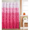 waterfall multi-color  pink  Striped   Ruffled Shower Curtain