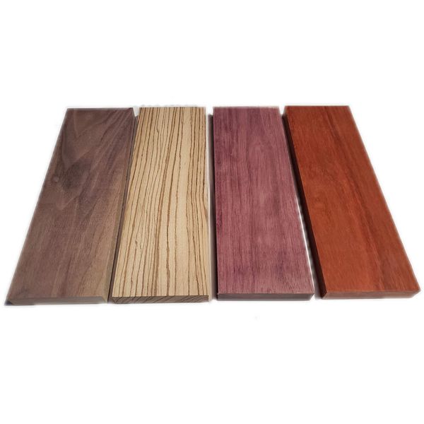 Exotic Hardwood Assortment - Mixed Species Purple Heart, Padauk, Zebrawood, Walnut