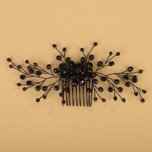 BERYUAN Black Crystal Rhinestone Hair Comb Full Crystal Rhinestone Hair Side Comb Sexy Balck Rhinestone Wedding Headpiece Wedding Crystal Rhinestone Handmade Comb for Women Girls