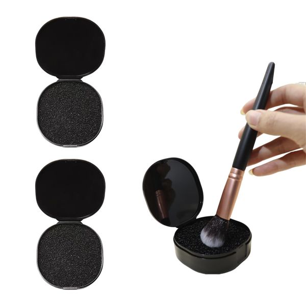 Liroyal Makeup Brush Cleaner (Set of 2) Makeup Brush Cleaning Color Removal Makeup Brushes Cleaning Containers Cleaning Mat Cosmetic Brush Cleaner Pad Sponge Multifunctional Dry Cleaning Reusable