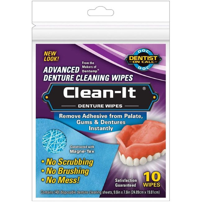 Clean It Denture Wipes Pack of 16 - 160 Total Wipes