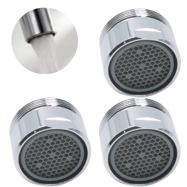 3 Pcs Tap Nozzle Replacement Part, Brass Male Tap Aerators, 24mm Water Saver Tap Filter Nozzle, Bathroom Faucet Bubbler Filter, Anti Splash, Stainless Steel Inner, Suitable for Various Faucets