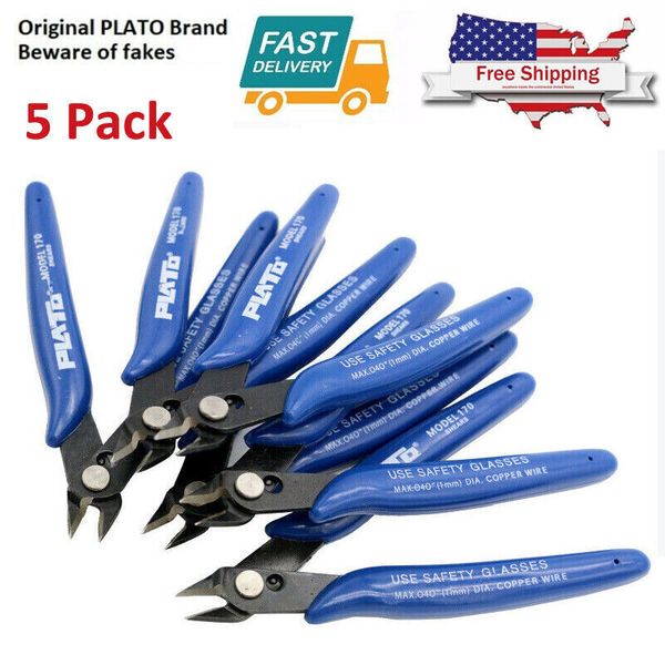 5 Pack 170 Flush Wire Cutter Blue Diagonal Cutting Pliers Side Cutter Nippers US