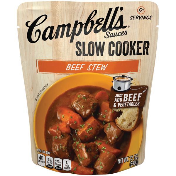 Campbell's Slow Cooker Sauces Beef Stew, 12 oz. Pouch (Pack of 6)