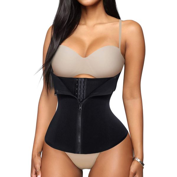 CHUMIAN Unterbrust Korsage Damen Waist Trainer Cincher Gürtel Korsett Bauch Weg Body Shaper Corsage Taillenformer Bauchweggürtel für Gewichtsverlust (Schwarz, Small)