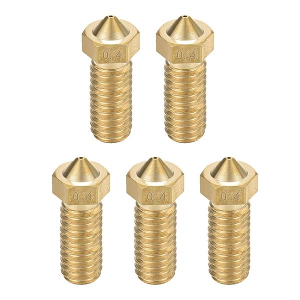 uxcell 3D Printer Nozzle, Brass V6 Nozzle, 0.02 inch (0.4 mm), Extruder Printhead Filament 0.07 inch (1.75 mm), For V5-V6 M6 3D Printers, 5 Pcs