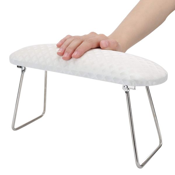 Nail Arm Rest Cushion, Foldable Nail Art Hand Pillow Manicure Hand Holder Wrist Support Detachable Table Desk Nail Rest Cushion Pad Stand Holder (white)