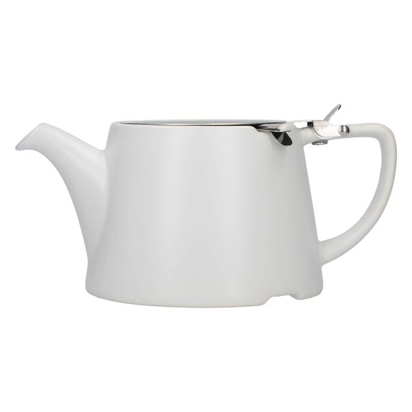 London Pottery Oval Teapot with Infuser for Loose Tea, Stoneware, Satin White, 3 Cup Loose Leaf Teapot