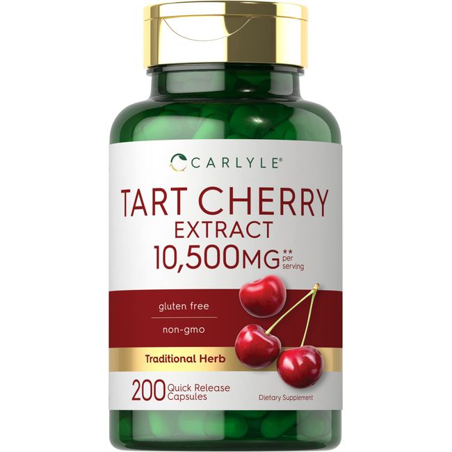 Carlyle Tart Cherry Capsules | 10,500mg | 200 Pills | Max Potency | Non-GMO, Gluten Free | Tart Cherry Juice Extract