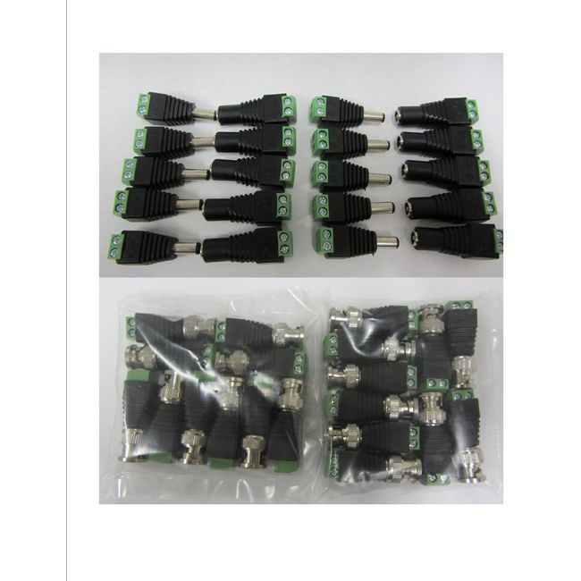 (10) Sets CAT5 to BNC Passive Video and Power Balun Transceiver