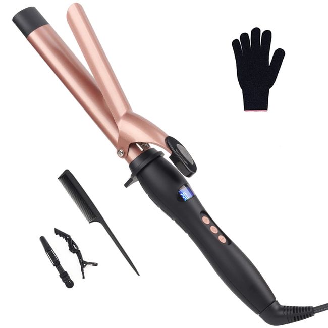 Lockenstab Haarcurler, Professional Keramischer Lockenwickler, LCD-Display mit Wärmehandschuh, 32mm für große Locken und sanfte Wellen