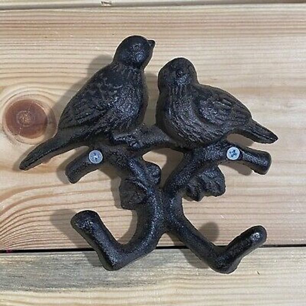 Double Bird Wall Hook Cast Iron Key Towel Coat Apron Pet Leash Hooks Farmhouse