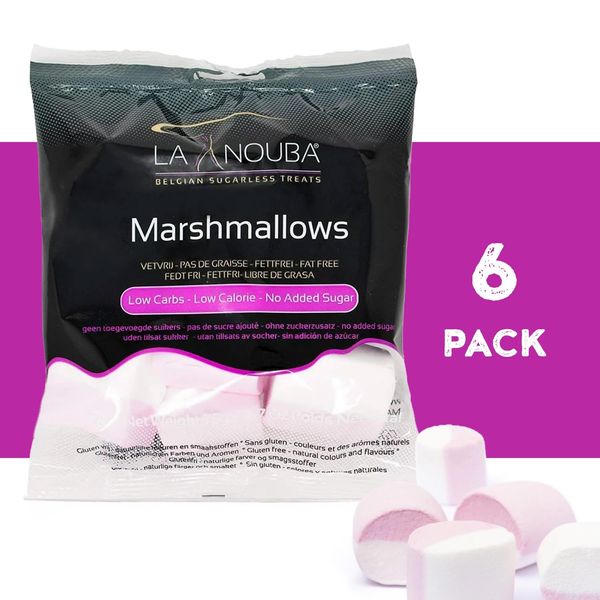 La Nouba Sugar-Free Marshmallows – 6 Bags – 2.7 oz. – Low Calorie, Low Carb, Fat-Free and Gluten Free Snack – Traditional Delicious Taste – All Natural and Healthy Marshmallows