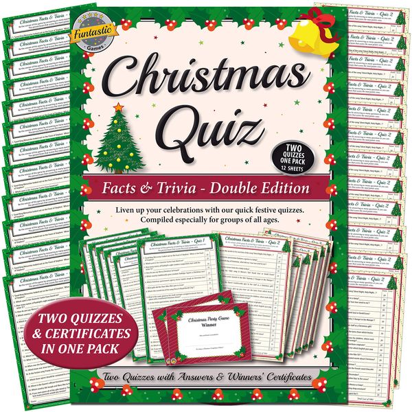 Funtastic CHRISTMAS QUIZ GAMES: FACTS & TRIVIA PARTY GAME for Family, Office & Xmas parties