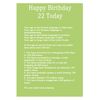 Age 22 Body Facts Birthday Card