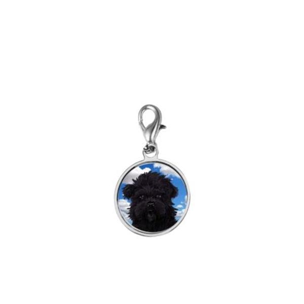 Affenpinscher Dog code35 Dome on a Sterling Silver 925 Trigger Clasp 925 hoop charm