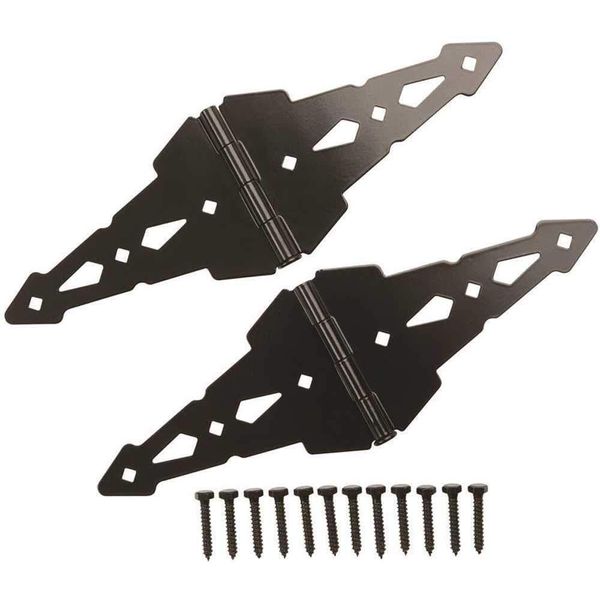 8 In. Black Heavy Duty Decorative Strap Hinges (2-Pack)-Everbilt-18105