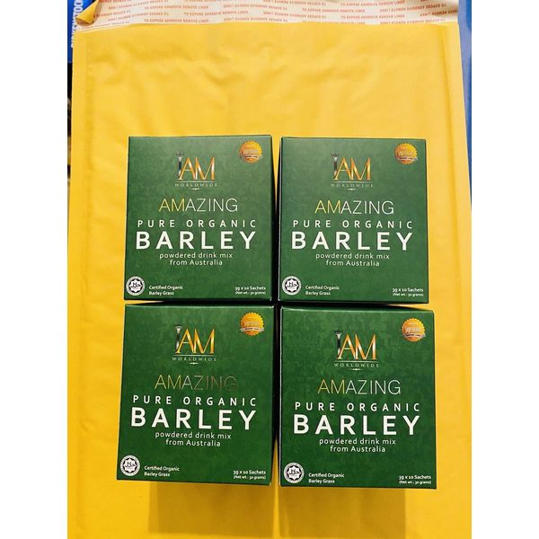 4 BOXES-IAm Worldwide Amazing Pure Organic BARLEY POWDERED DRINK MIX-Open boxes