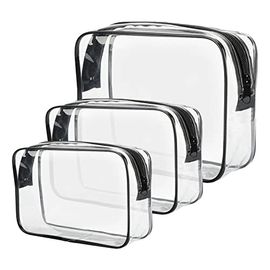 Clear Toiletry Bags Set of 3 - Waterproof PVC Travel Organizer for