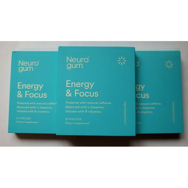 NeuroGum Smart Gum 3 pks Peppermint 27 pcs Fuel Your Body & Activate Your Mind