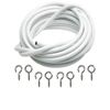 Net Curtain Wire Various Lengths with Screw Hooks and Eyes White Cable Window (5m)