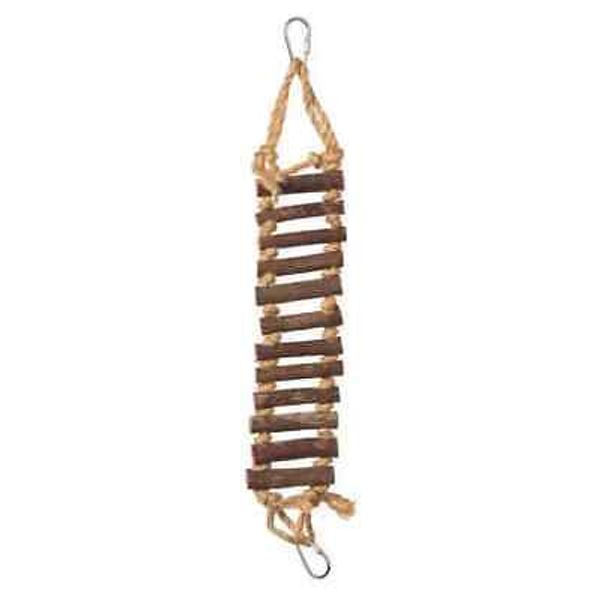 Naturals Rope Ladder Bird Toy, Wood Stairs Climbing Attachment for Bird Cage