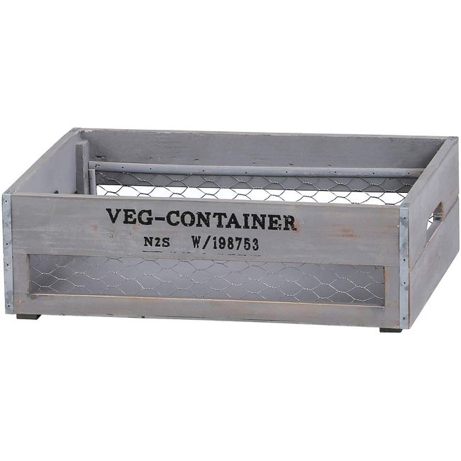 Avite WEA601GY Veggie Wood Box, S, Gray, W 15.7 x D 11.8 x H 5.1 inches (40 x 30 x 13 cm)