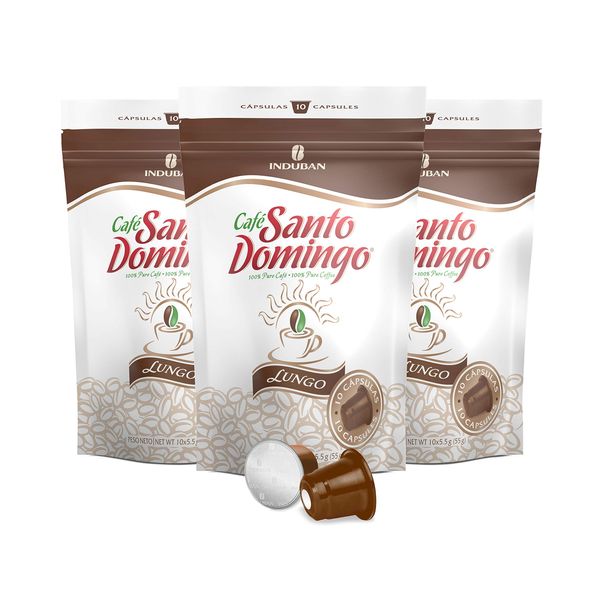 Santo Domingo Coffee Lungo Capsules - Compatible with Nespresso Original Brewers · Product from the Dominican Republic (30)