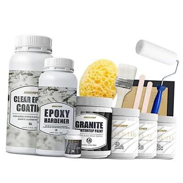 Countertop Paint Kit, Home Marble Granite Countertop Paint for Ivory White