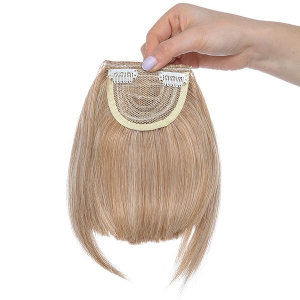 SEGO Clip in Pony Haarteil Extensions Fringe Clip in Bangs One Piece In Front Hair Haarverlängerung Hellaschbraun Mix Gebleichtes Blond