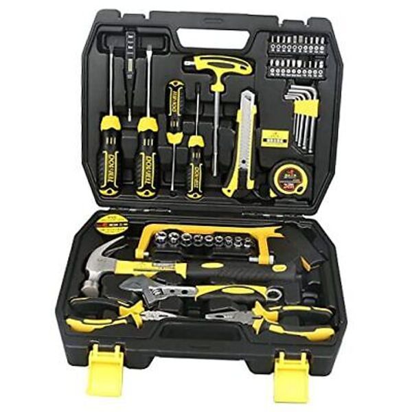 DOWELL Tool Set 49-Piece Home Repair Hand Tool Kit with Plastic Tool Box 49pc