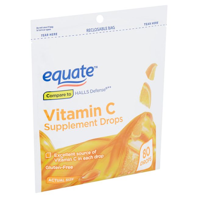 Equate Vitamin C Supplement Drops 80ct, Compare to Halls Defense