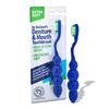 Dr. B Dental Solutions Ergonomic Denture and Mouth Toothbrush, Extra Soft Bristles Removes Adhesives, Food, Stains and Odors, Single Blue Pack