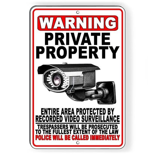 Heavy Duty Video Surveillance Security Sign No Trespass Alarm Camera CCTV