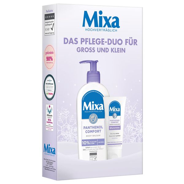 Mixa Panthenol Pflege-Set mit Sofort Pflegecreme (50 ml) für Body Lotion (250 ml), für empfindliche, trockene & irritierte Haut, Mit Panthenol und Glycerin, Panthenol Comfort Set (2-Teilig)